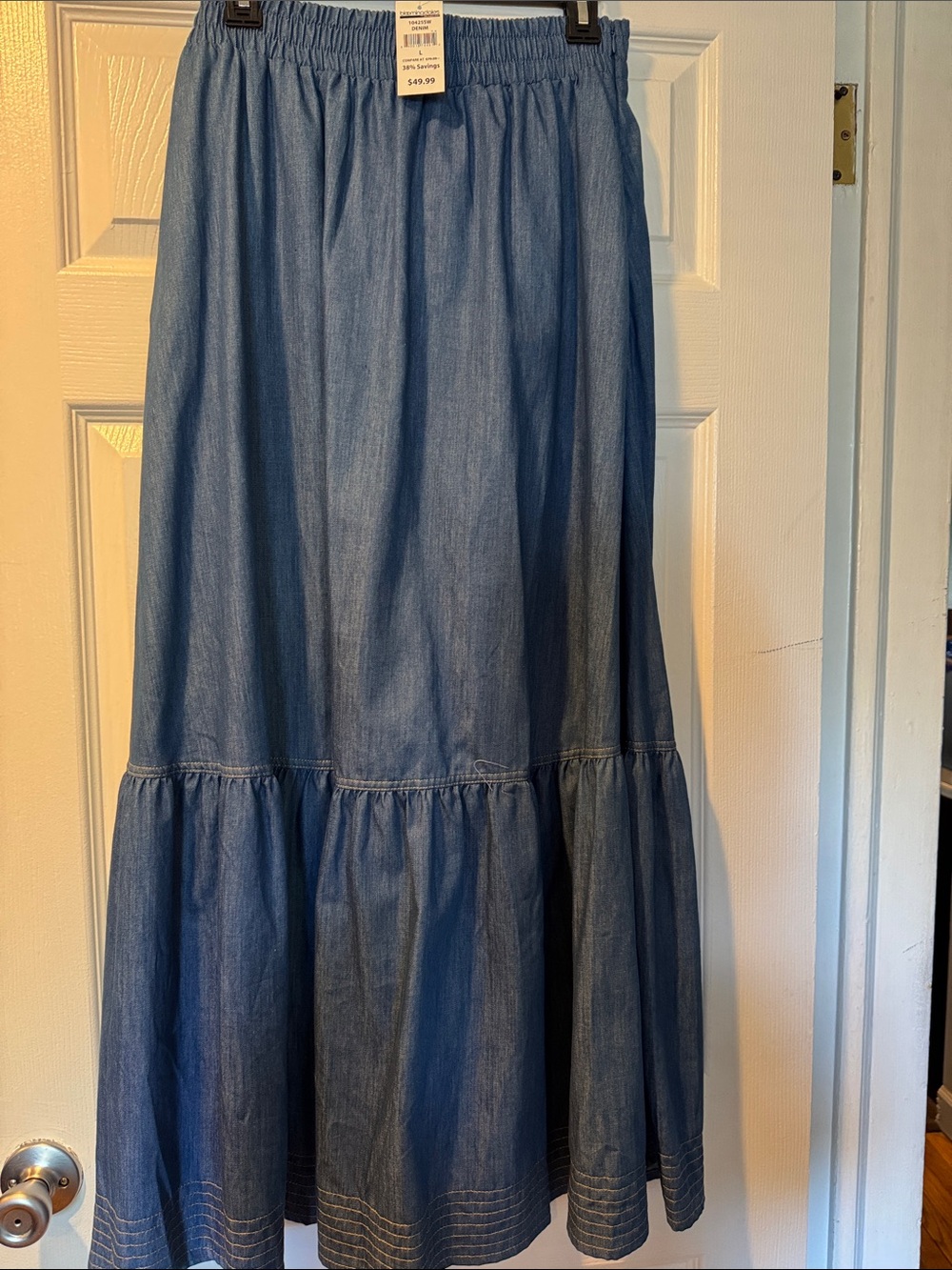 Bloomingdale's Denim Tiered Maxi Skirt - Blue